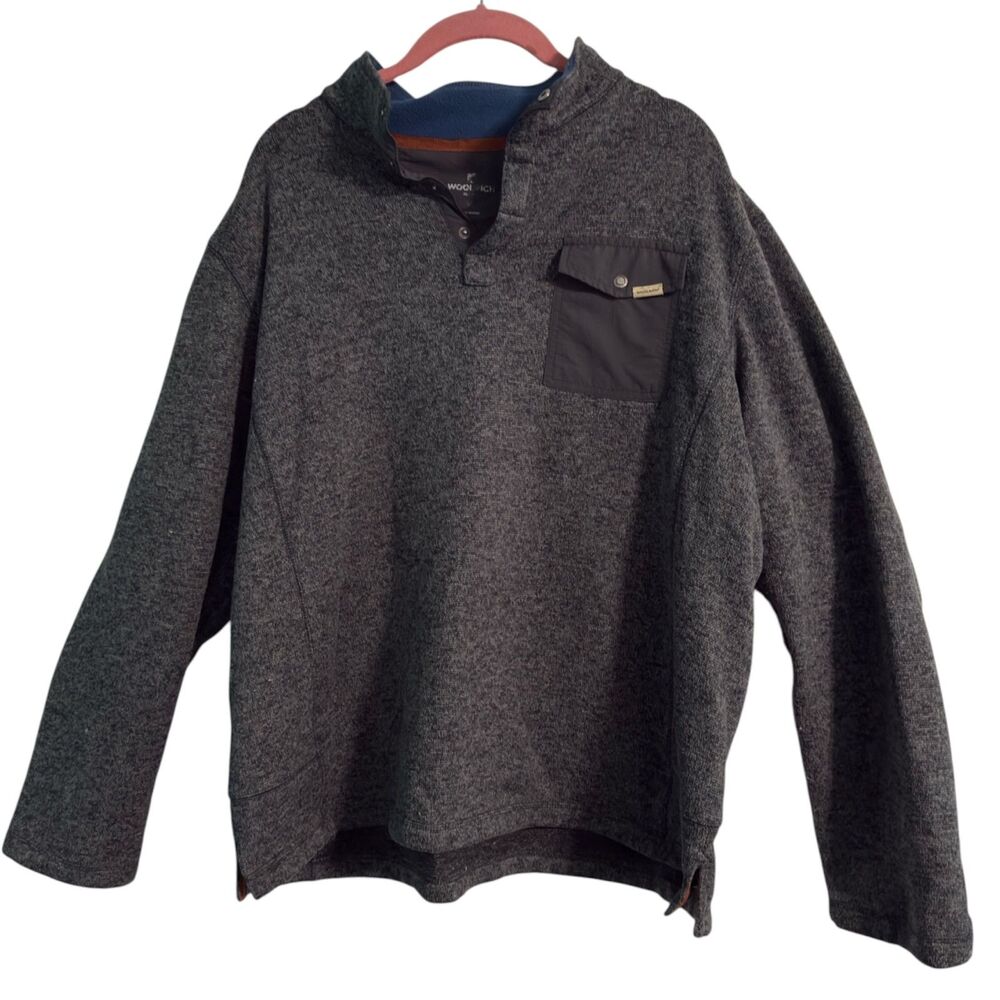 Woolrich Men's XL Snap Neck Fleece Pullover Heathered Gray Outdoor Sweater